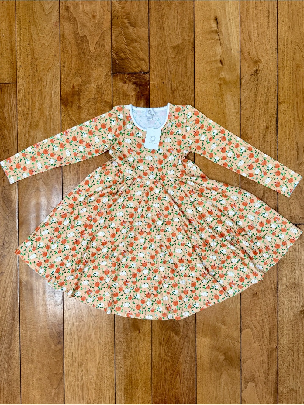 NWT The Proper Peony Autumn Vine Pumpkin Twirl Dress 8Y Pima Cotton